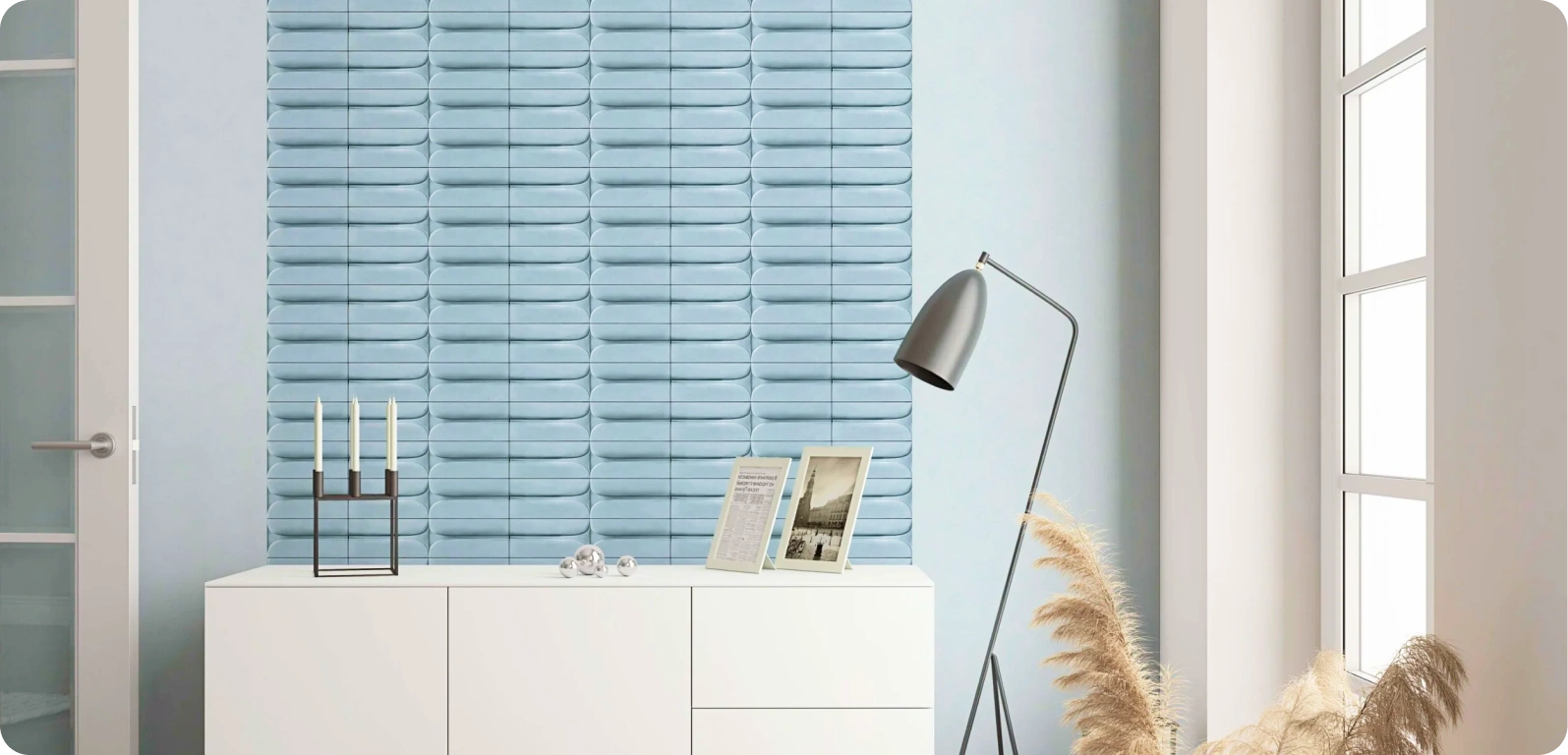 Blue geometric wallpaper pattern by marburg